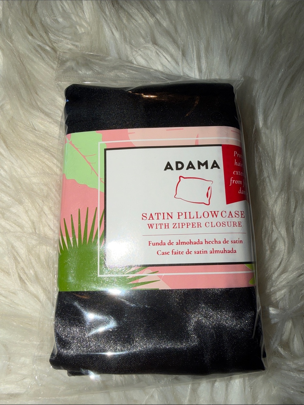 Adam Black Satin Pillowcase with Zipper